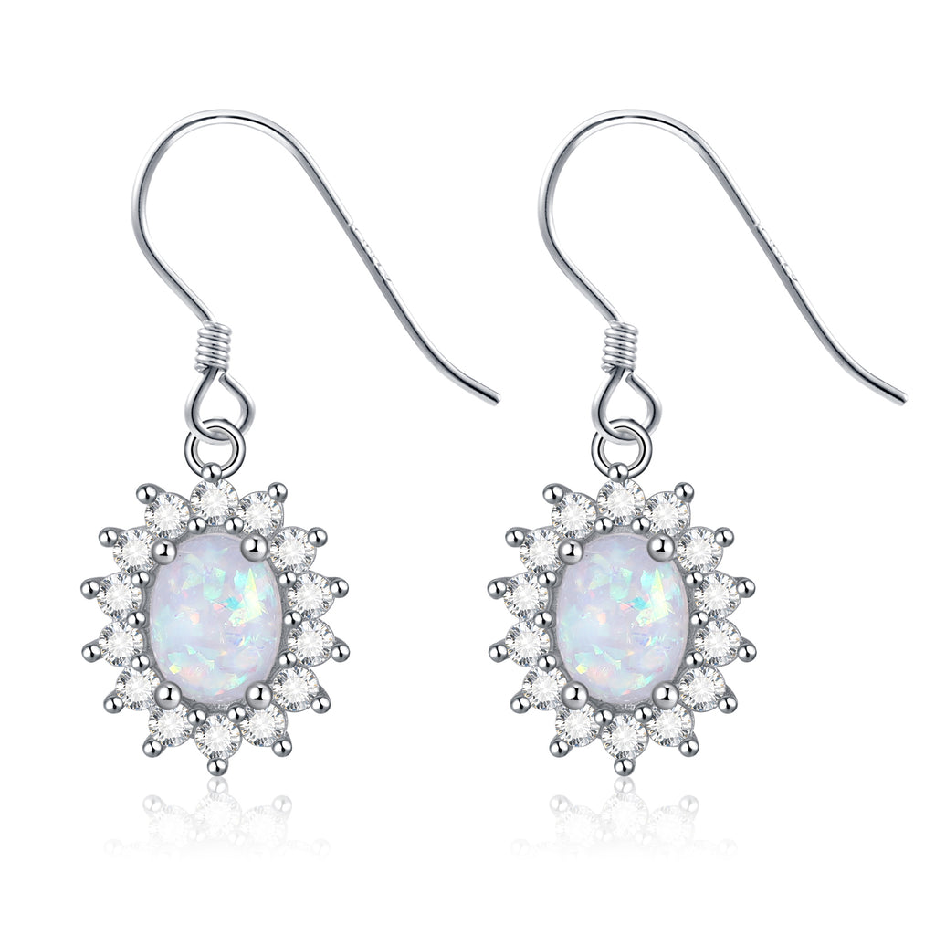 Fire Opal Hook Dangle Earrings for Women Cz Sterling Silver Ginger Lyne Collection - Purple