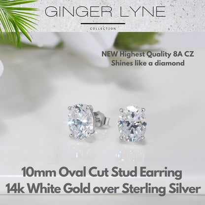 Oval Cut Stud Earrings for Women 5 Ct Simulated Diamond Sterling Silver Ginger Lyne