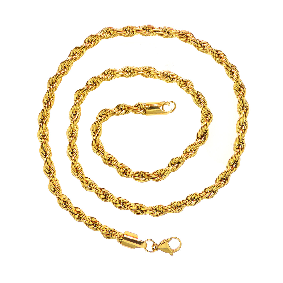 Gold Twisted Rope Chain Bracelet 8 Inch 6mm Stainless Steel Hip Hop for Women by Ginger Lyne - 8 Inch Gold