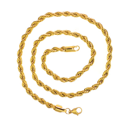 Gold Twisted Rope Chain Bracelet 8 Inch 6mm Stainless Steel Hip Hop for Women by Ginger Lyne - 8 Inch Gold