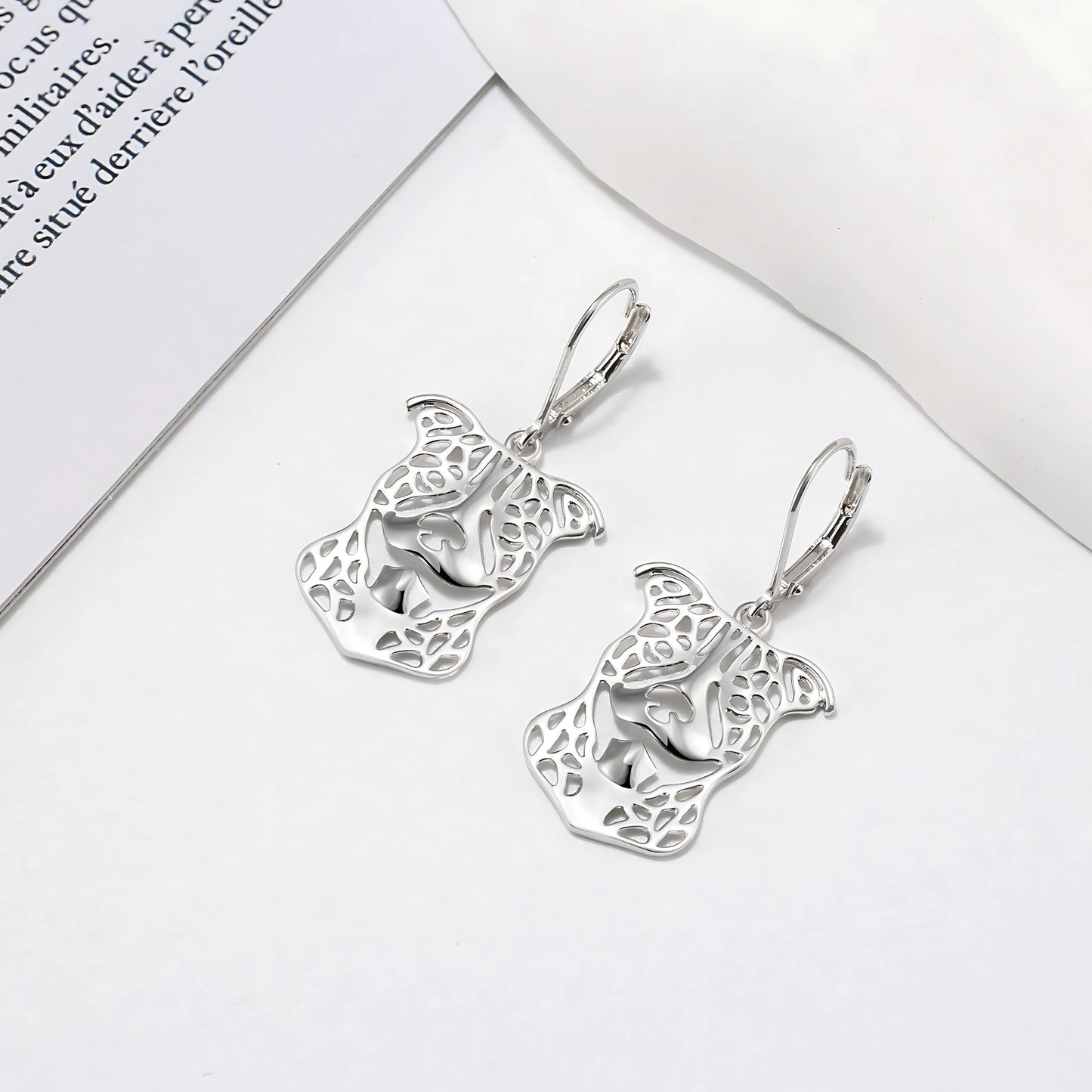 Pit Bull Dog Necklace Earrings or Set Sterling Silver Womens Ginger Lyne Collection - Ears Down Earrings