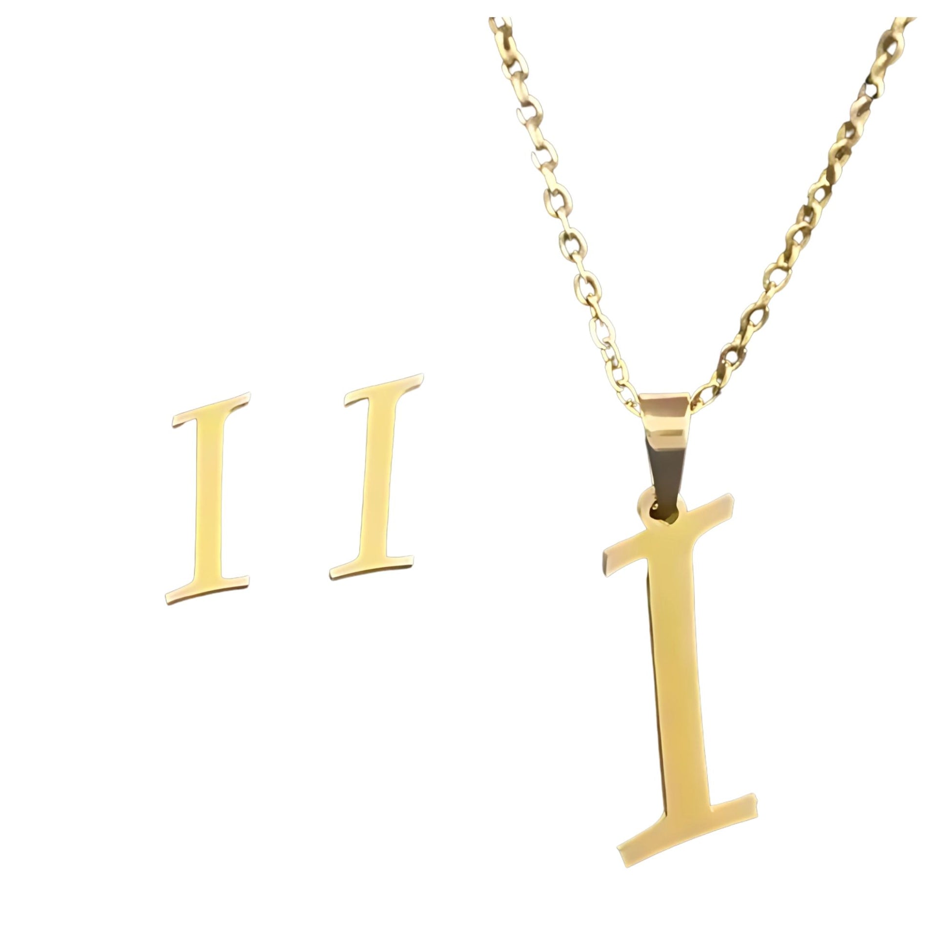 InitialLetterPendantNecklaceEarringsSetforWomenGoldPlatedStainlessSteelbyGingerLyne_i-1