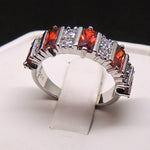 Load image into Gallery viewer, Candice Anniversary Ring White Gold Plated Red Cubic Zirconia Ginger Lyne Collection Size 6
