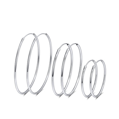 Hoop Earrings for Women 30mm Classic Thin Sterling Silver Womens Ginger Lyne Collection - 30mm-Silver