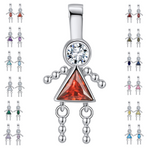 Load image into Gallery viewer, Baby Birthstone Pendant Charm by Ginger Lyne, Girl January Garnet Red Cubic Zirconia Sterling Silver - Girl January
