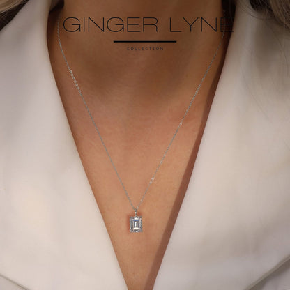 EmeraldCutSolitaireNecklaceforWomenSterlingSilver4CtCubicZirconia18"ChainGingerLyne_Silver-4