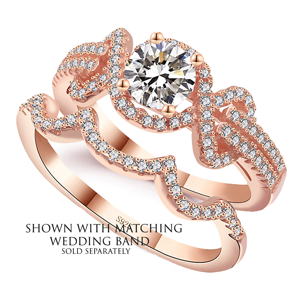 Ellalee Engagement Ring Rose Gold Sterling Silver Cz Women Ginger Lyne Collection