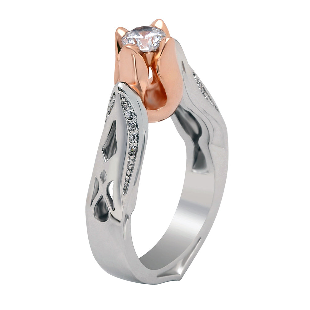 Rosebud Engagement Ring Solitaire Rose Gold Plated Womens Ginger Lyne Collection Size 10