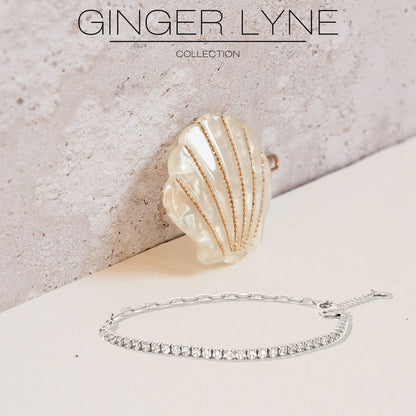 PaperclipChainHalfCZTennisBraceletforWomenAdjustableto7.5"SterlingSilverGingerLyneCollection_Clear-2