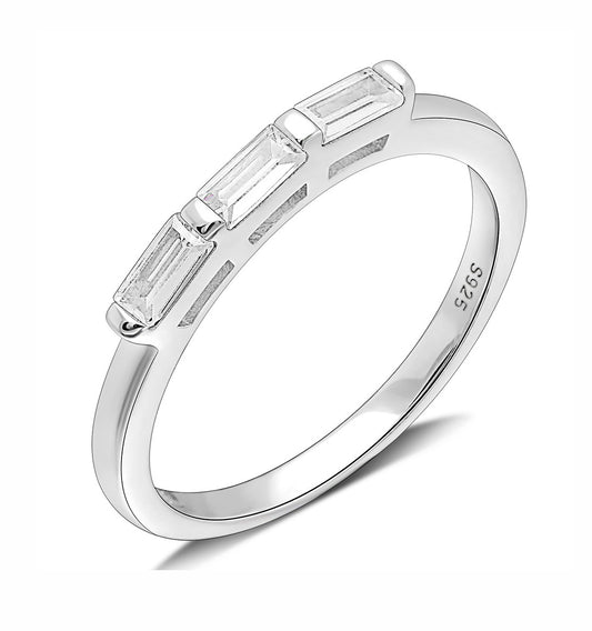 Dione Anniversary Band Ring Sterling Silver Baguette Cz Ginger Lyne Collection - 6
