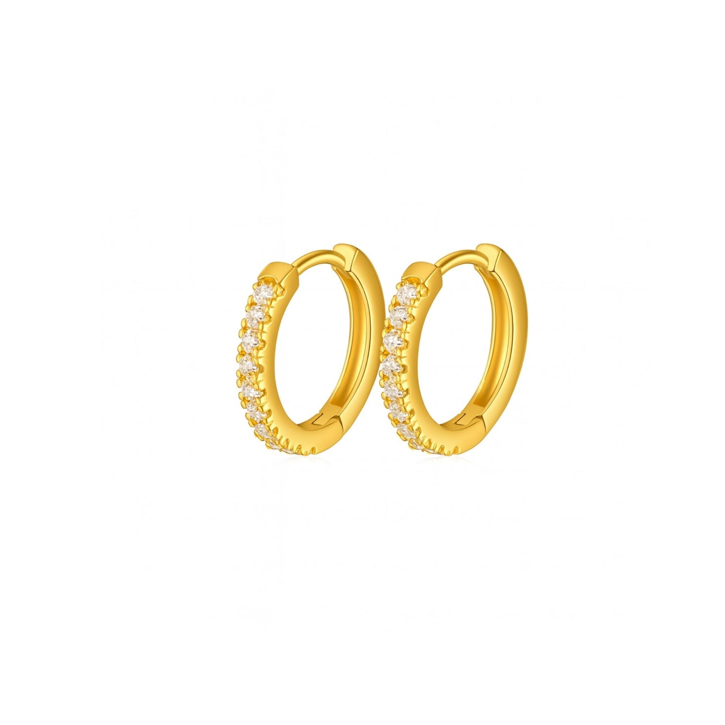 SmallHuggieHoopEarringsforWomen14ktGoldPlatedCZBodyJewelrybyGingerLyneCollection_Silver-4