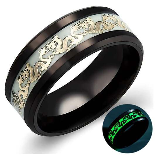 GlowinDarkDragonStainlessSteelWeddingBandRingMenWomenGingerLyneCollection_Black-1