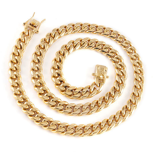 CubanLinkChainNecklaceGoldStainlessSteelHipHopMenWomenGingerLyneCollection_Gold-10mm-18-1