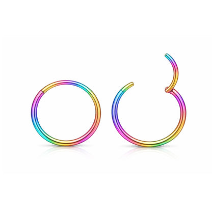ThinHoopEarringsGingerLyne20GaugeStainlessSteelHingedClickerforLobeCartilageNosePiercingBodyJewelry_FPJ-20g-Hoop-Rainbow-8mm-1