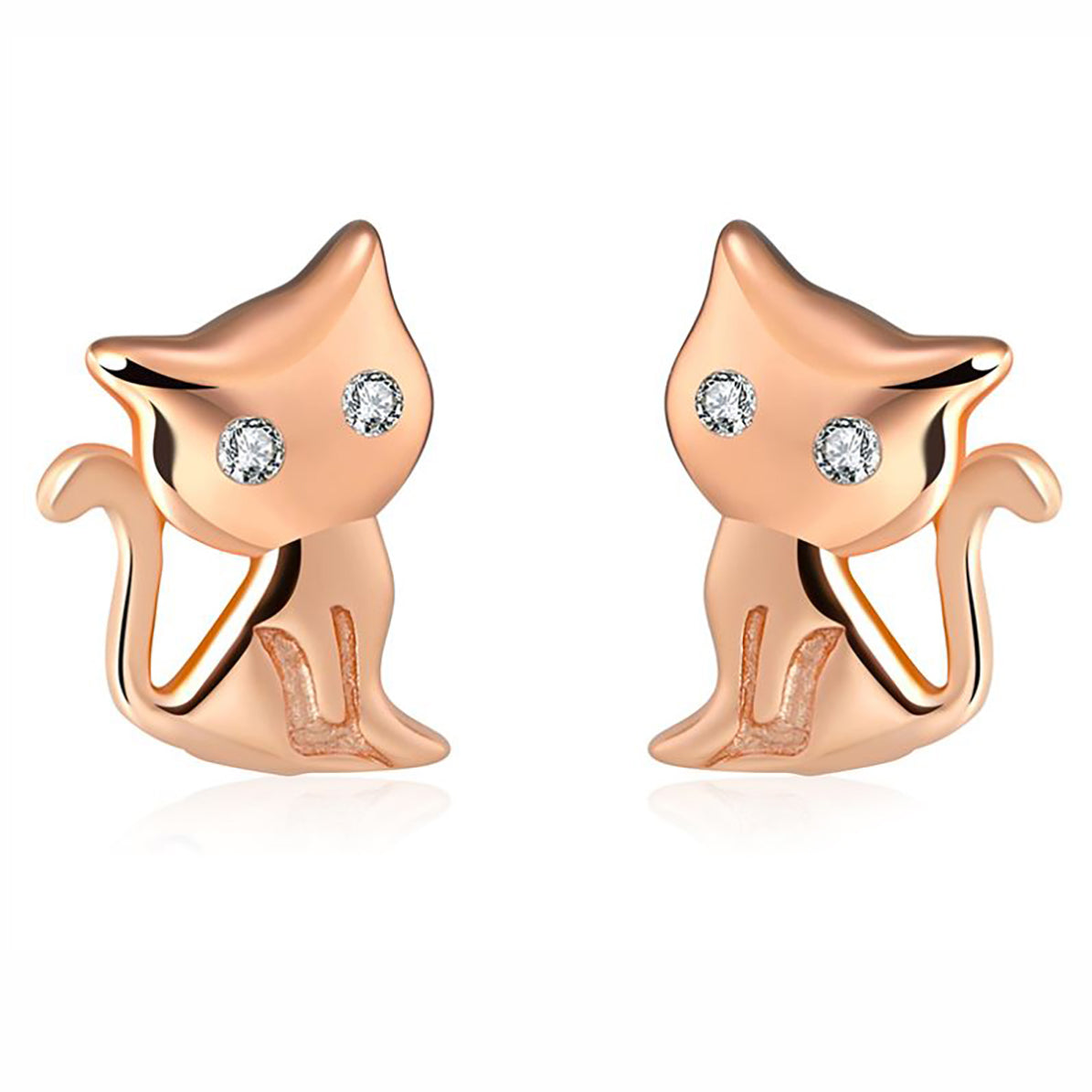 Kitty Cat Stud Earrings for Women Sterling Silver Cz Ginger Lyne Collection