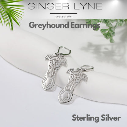 Greyhound Dog Necklace for Women Pendant Chain Sterling Silver Ginger Lyne Collection - Dog Set