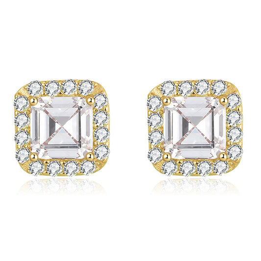 Square Halo Stud Earrings for Women Clear Cz Sterling Silver Womens Ginger Lyne Collection