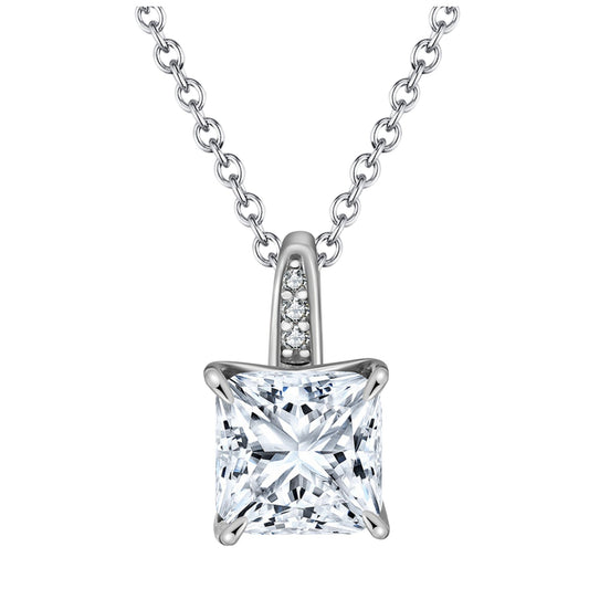PrincessCutSolitaireNecklaceforWomenSterlingSilver2CtCubicZirconia18"ChainGingerLyne_Silver-1