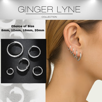 Stainless Steel Hoop Earrings by Ginger Lyne Huggie Style for Lobe Cartilage Piercing Body Jewelry - Silver-20mm