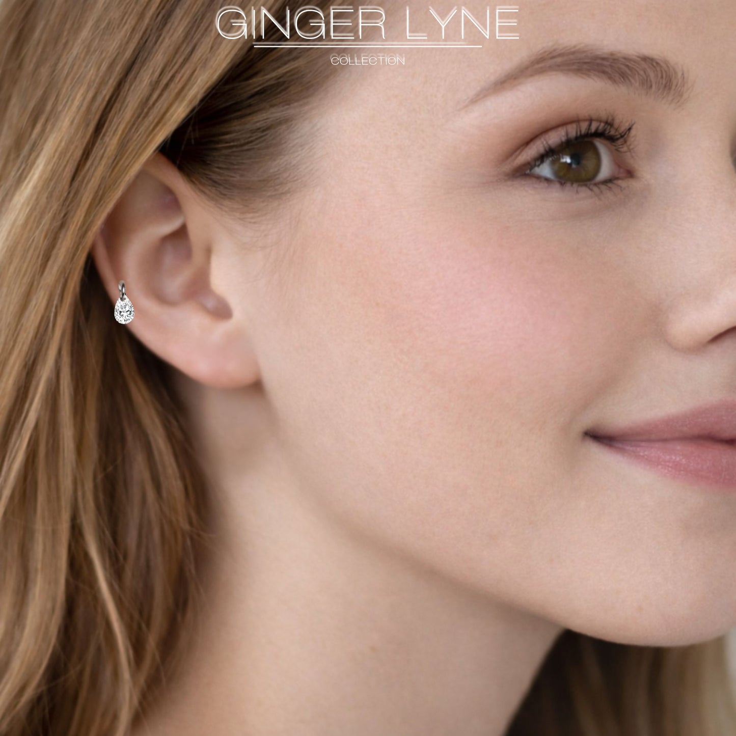 TeardropCZFlatBackStudEarrings6mmPearShapeDangleBodyPiercingsbyGingerLyne2SetsPost6mm8mm_Clear-5