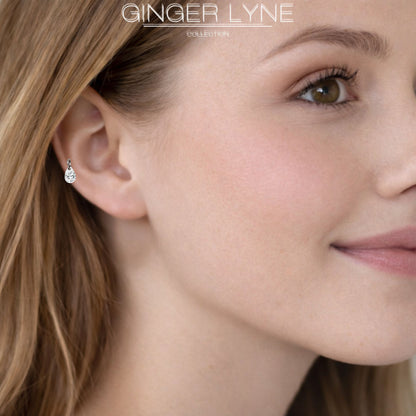 TeardropCZFlatBackStudEarrings6mmPearShapeDangleBodyPiercingsbyGingerLyne2SetsPost6mm8mm_Clear-5