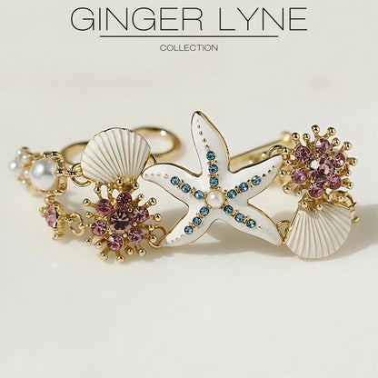 StarfishCharmBraceletforWomenbyGingerLyneGoldPlatedPearlsStarfishandShells_Gold-2