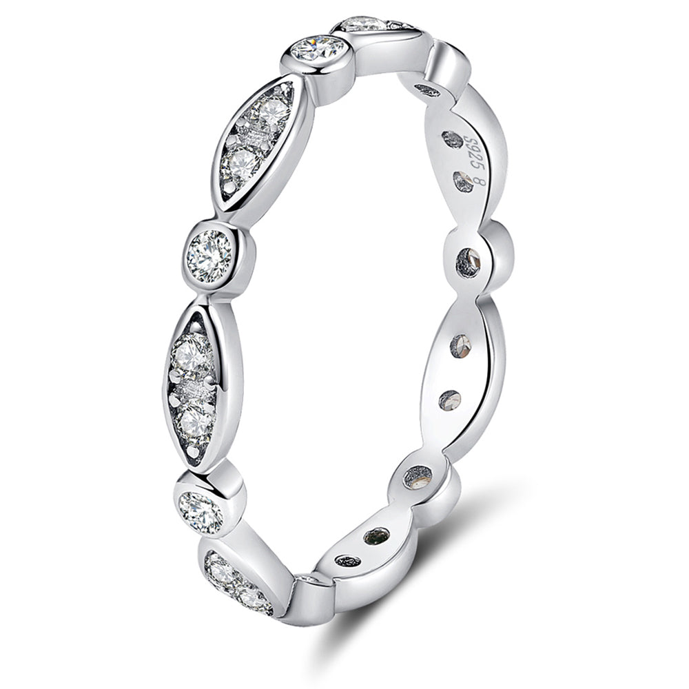 Scallop Eternity Ring for Women Sterling Silver  Wedding Band Cz Ginger Lyne Collection