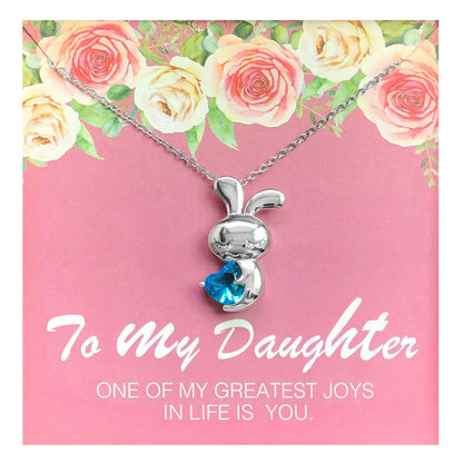 Daughter Greeting Card With Sterling Silver Some Bunny Loves You Necklace in Gift Box Ginger Lyne - GC-12