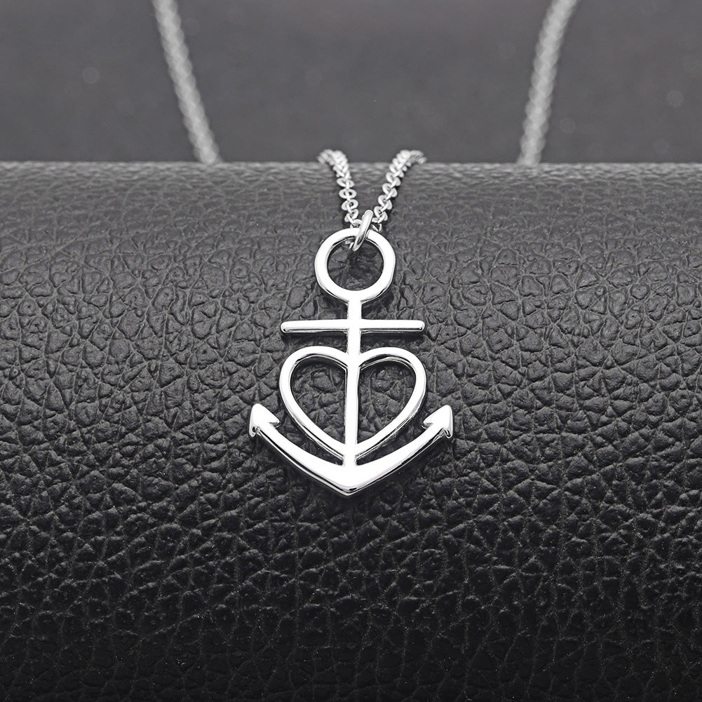 Mom Greeting Card Silver Anchor Heart Necklace Women Ginger Lyne Collection - Mom-255