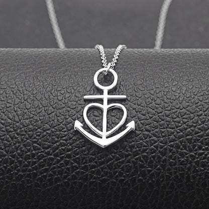 Mom Greeting Card Silver Anchor Heart Necklace Women Ginger Lyne Collection - Mom-255