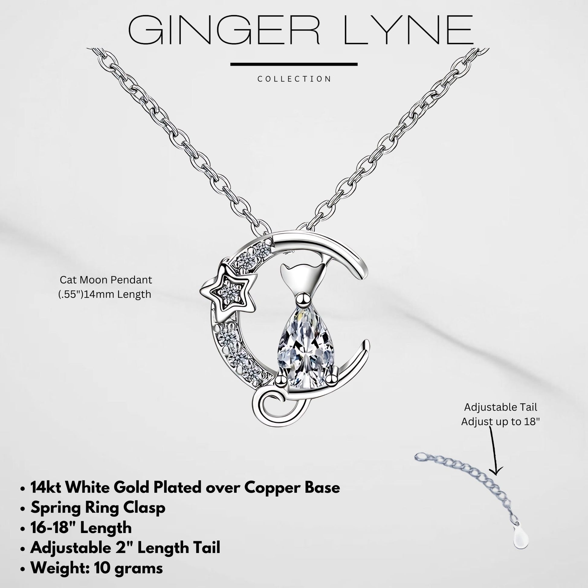 CatonMoonNecklaceforWomenKittenPendantandChainCubicZirconiaGingerLyneCollection_Clear-5