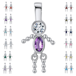Load image into Gallery viewer, Baby Birthstone Pendant Charm by Ginger Lyne, Boy February Purple Cubic Zirconia Sterling Silver - Boy February
