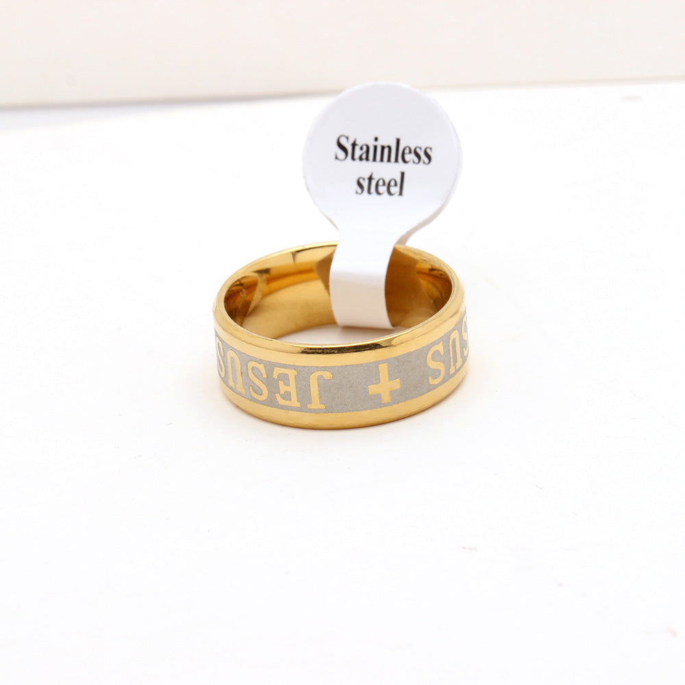 JesusCrossWeddingBandRingforWomenorMenGoldoverStainlessSteelbyGingerLyneCollection_Gold-3