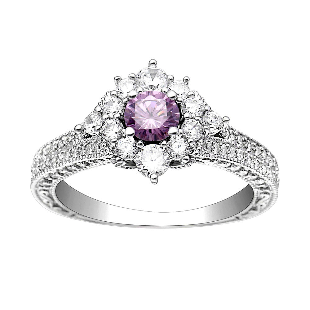 Selena Engagement Ring Sterling Silver Purple Cz Womens Ginger Lyne Collection - Purple,10