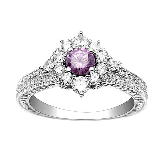 SelenaEngagementRingSterlingSilverCzClusterWomensGingerLyneCollection_Purple-1