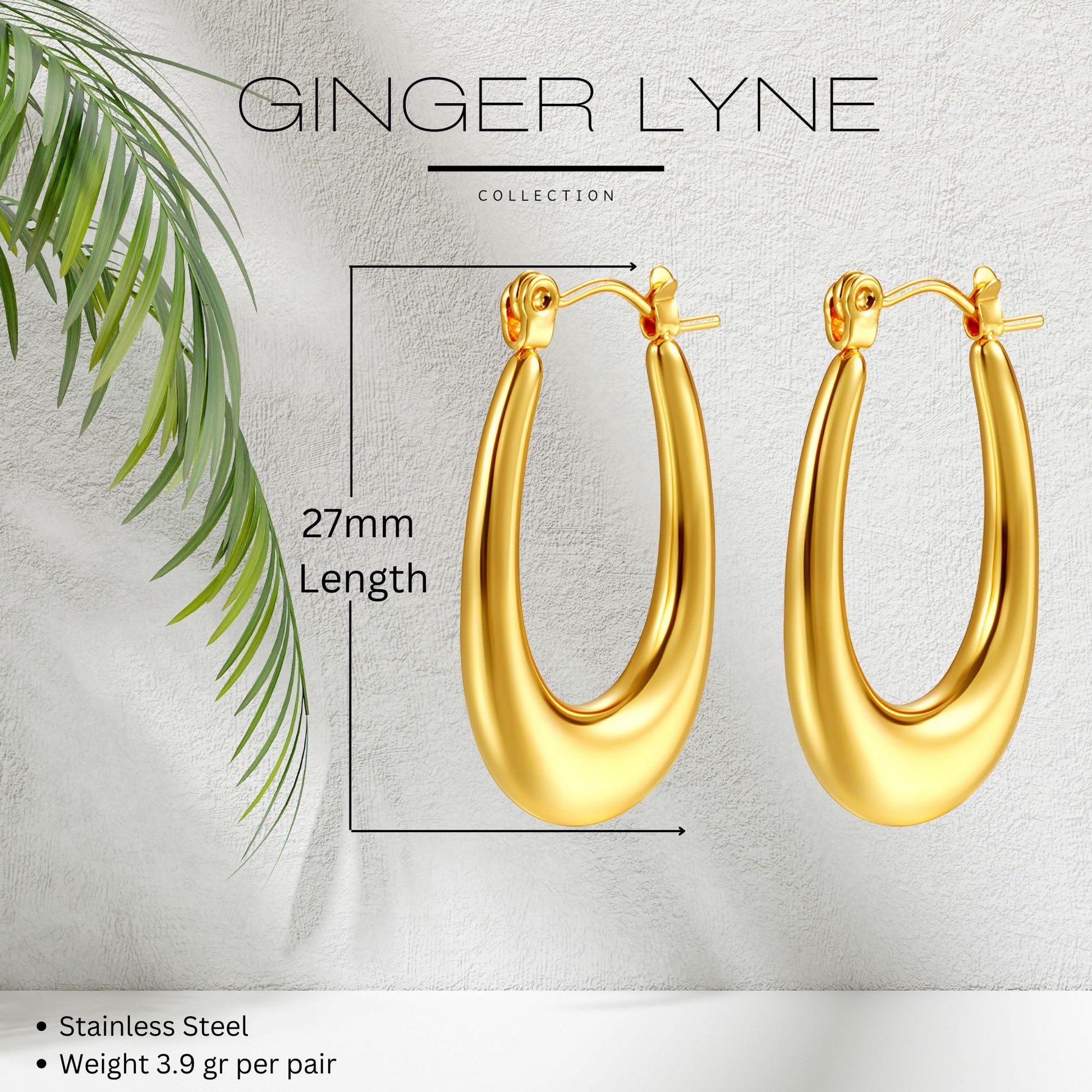 Hoop Earrings for Women by Ginger Lyne Gold Stainless Steel Lightweight Classic Everyday Style - Silver