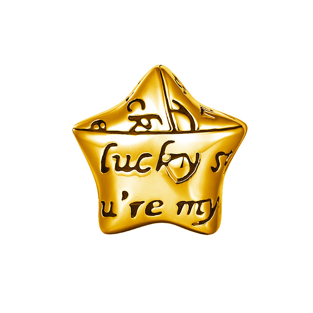 You Are My Lucky Star Charm European Bead Gold Sterling Silver Ginger Lyne Collection