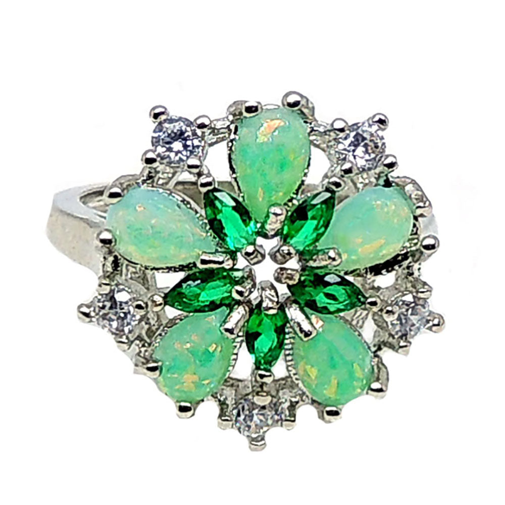 Fiona Statement Ring FlowerGreen Fire Opal Teardrop Womens Ginger Lyne Collection Size 10