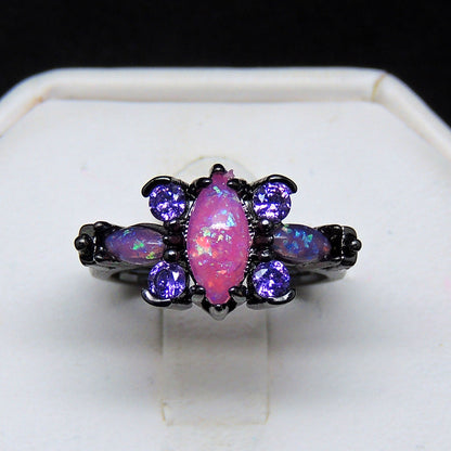 Logan Butterfly Promise Ring for Women Pink Fire Opal Purple Cz Ginger Lyne Collection