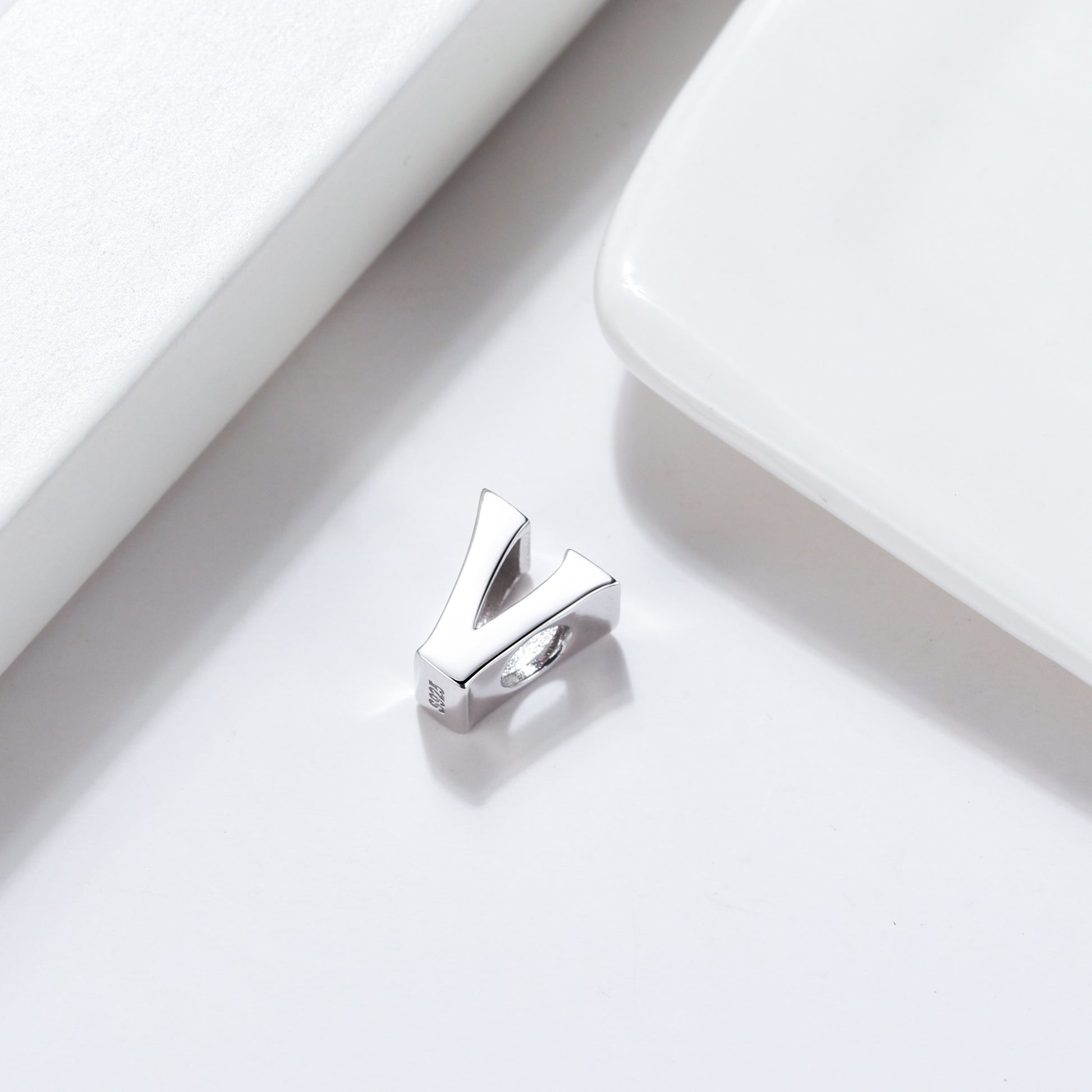 Initial Letter Charms for Women Bracelet Sterling Silver  Ginger Lyne Collection - V
