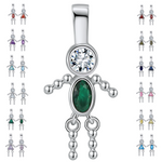 Load image into Gallery viewer, Baby Birthstone Pendant Charm by Ginger Lyne, Boy May Green Cubic Zirconia Sterling Silver - Boy May
