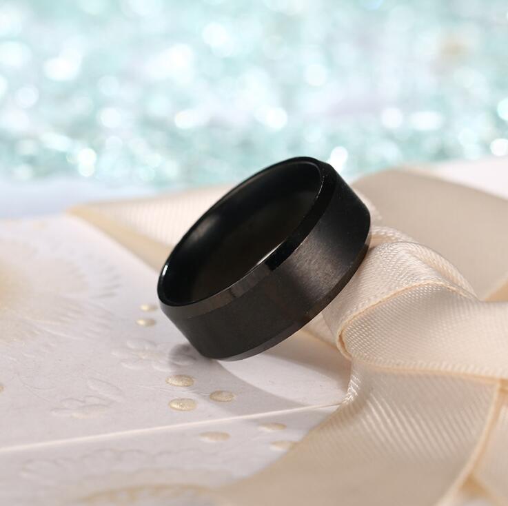 8mm Wedding Band Ring Womens Mens Black Stainless Steel Ginger Lyne Collection