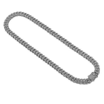 Gold Cuban Link Chain Necklace Iced Out Hip Hop Men Women Ginger Lyne Collection - 30 Inch Silver