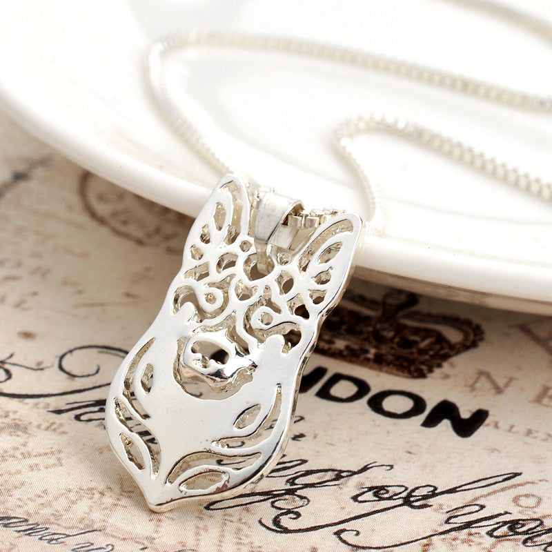 German Shepherd Dog Silver Necklace Earrings Set Women Ginger Lyne Collection - Necklace
