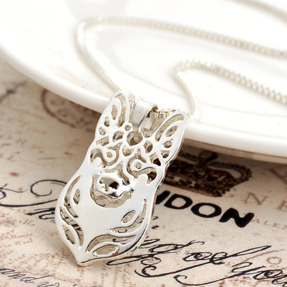 German Shepherd Dog Silver Necklace Earrings Set Women Ginger Lyne Collection - Necklace