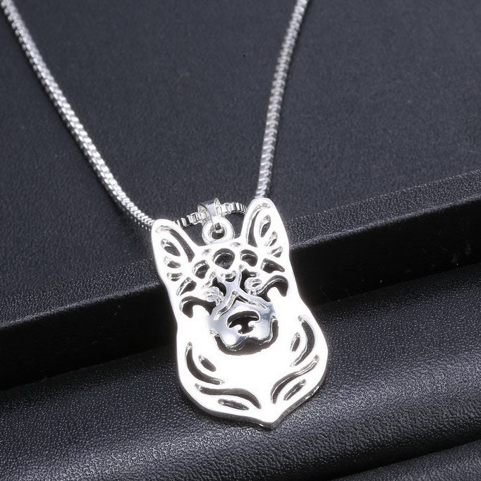 German Shepherd Dog Silver Necklace Earrings Set Women Ginger Lyne Collection