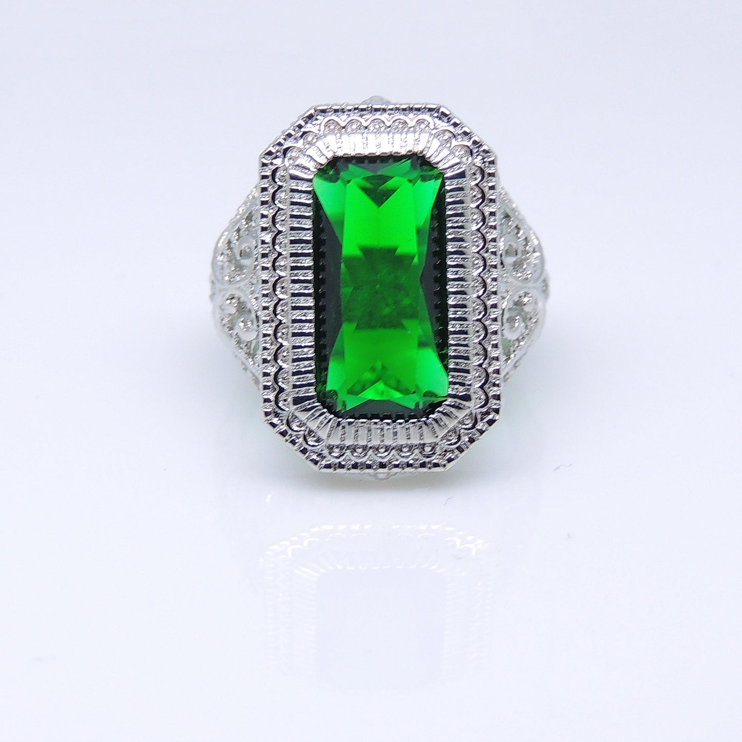 DahliaStatementRingWomensGreenEmeraldCubicZirconiaGingerLyneCollection_Green-2