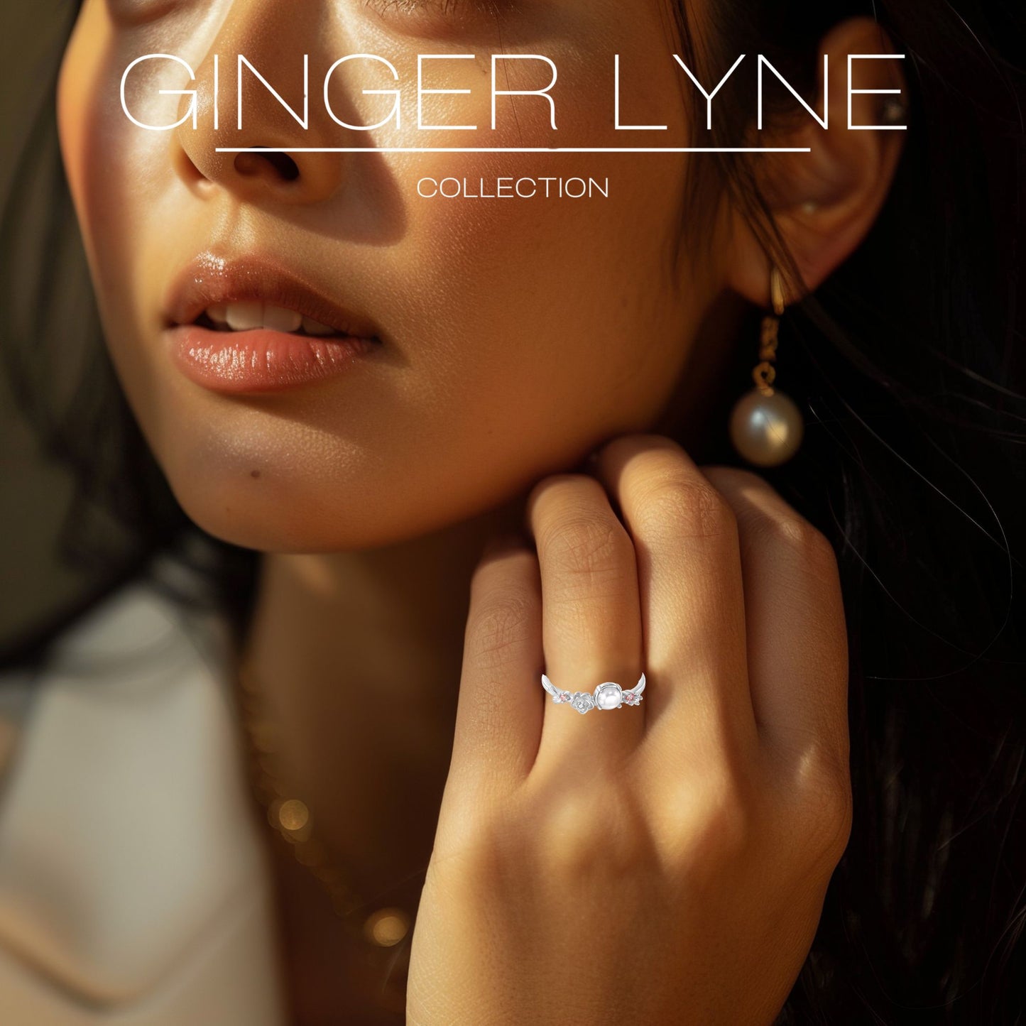 IslaSimulatedPearlRingforWomenSterlingSilver14KGoldPlatedGingerLyneCollection_Gold-6