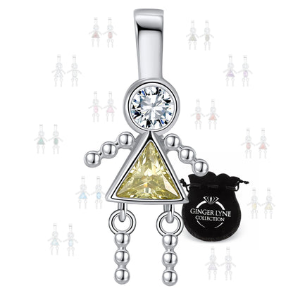 Baby Girl Birthstone Charm Children Pendants for Mom or Grandma Necklace by Ginger Lyne CZ Sterling Silver - Girl November