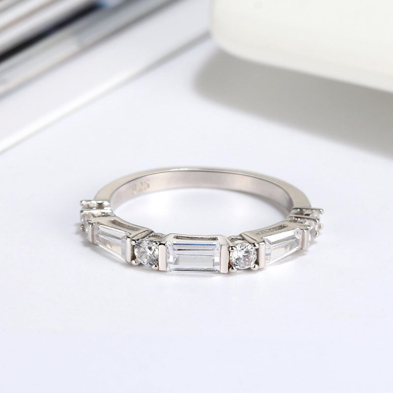 Anniversary Band Ring for Women Baguette Cz Sterling Silver Ginger Lyne Collection - 10